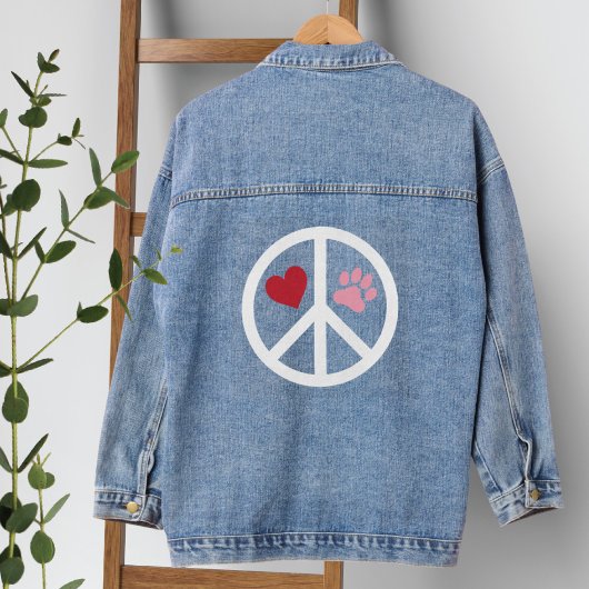 Peace Liebe Paw Print Denim Jacket Jeansjacke