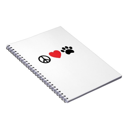 Peace Liebe Paw Spiral Notebook Notizblock (Rechte Seite)