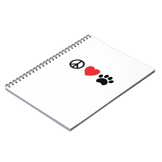 Peace Liebe Paw Spiral Notebook Notizblock (Linke Seite)