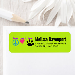 Peace Liebe & Paws Neon Illustration