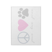 Peace Liebe Paws Notizblock (Rotiert)