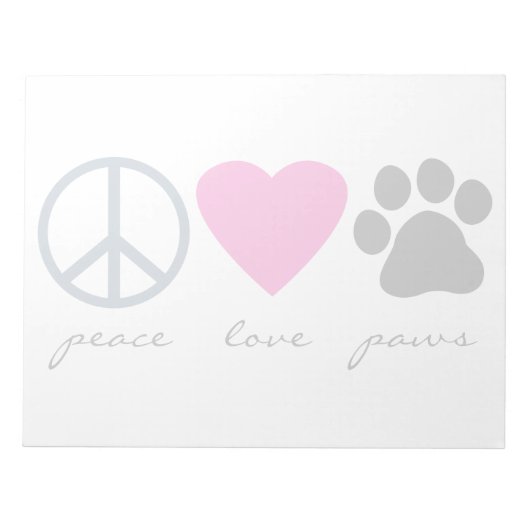 Peace Liebe Paws Notizblock (Vorderseite)
