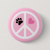 Peace Liebe Paws Pawprint Button (Vorderseite)
