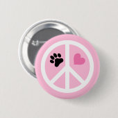 Peace Liebe Paws Pawprint Button (Vorne & Hinten)