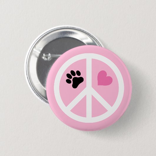 Peace Liebe Paws Pawprint Button (Vorne & Hinten)