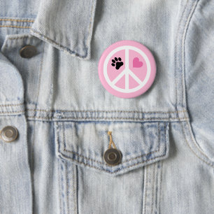 Peace Liebe Paws Pawprint Button