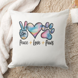Peace Liebe Paws Pillow - Farbenfrohe Heimtiere Lä Kissen