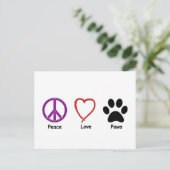 Peace Liebe Paws Postkarte (Stehend Vorderseite)