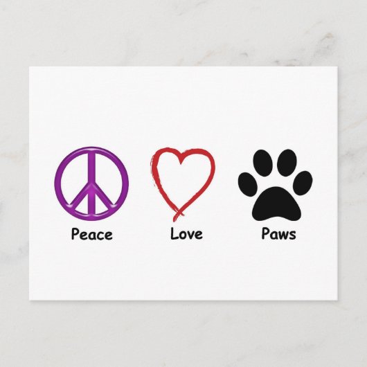 Peace Liebe Paws Postkarte (Vorderseite)