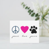 Peace Liebe Paws Postkarte (Stehend Vorderseite)