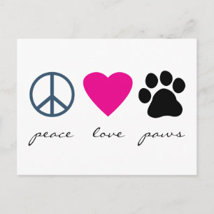 Peace Liebe Paws Postkarte