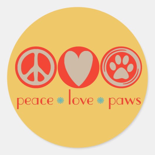 Peace Liebe Paws Runder Aufkleber (Vorderseite)