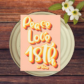Peace Liebe Peach Retro Groovy 18. Happy Birthday Postkarte