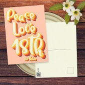 Peace Liebe Peach Retro Groovy 18. Happy Birthday Postkarte
