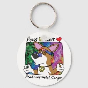 Peace Liebe Pembroke Welsh Corgi Schlüsselanhänger