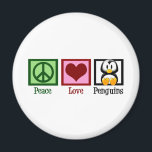Peace Liebe Penguins Magnet<br><div class="desc">Ich Liebe Pinguine. Sie sind alles, was die Welt außer Frieden und Liebe braucht. Ein hübsches grünes Friedenszeichen, niedliches rotes Herz und ein bezaubernder Pinguin.</div>