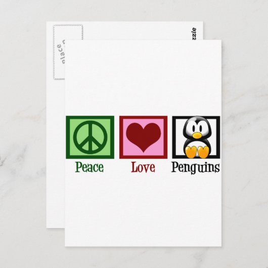 Peace Liebe Penguins Postkarte (Vorne/Hinten)
