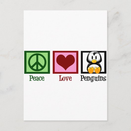 Peace Liebe Penguins Postkarte (Vorderseite)