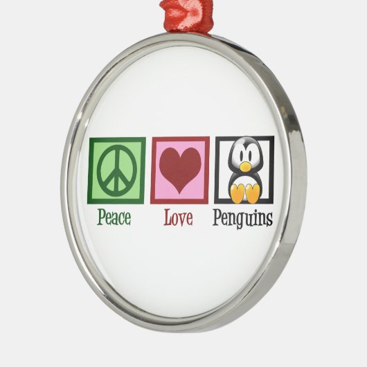 Peace Liebe Penguins Silbernes Ornament (Links)
