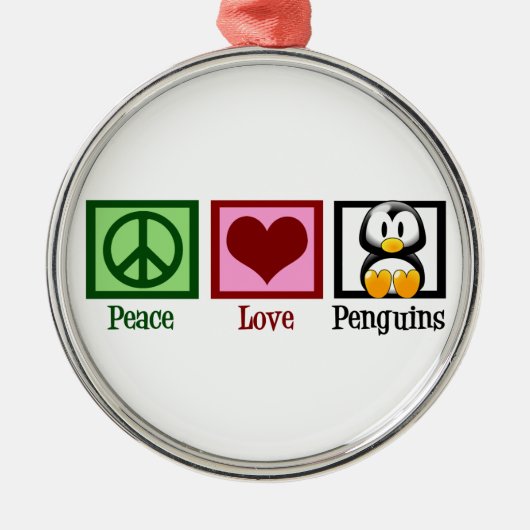 Peace Liebe Penguins Silbernes Ornament (Vorne)