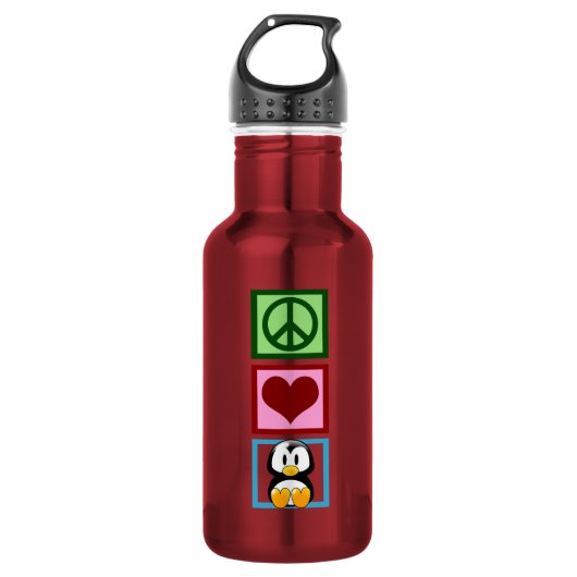 Peace Liebe Penguins Trinkflasche (Vorderseite)