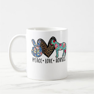Peace Liebe Pferde Funny T-Shirt für Pferd Lover T Kaffeetasse