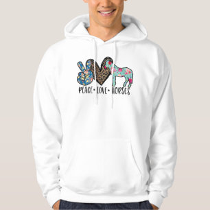 Peace Liebe Pferde Funny T-Shirt für Pferde Lover Hoodie