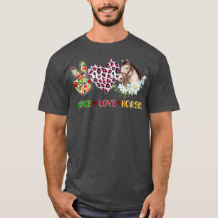 Peace Liebe Pferde Leopard Blumenpferde mit Hut T-Shirt