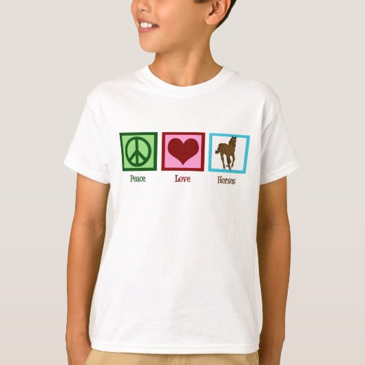 Peace Liebe Pferde Niedlich Pferde Kinder T-Shirt (Vorderseite)