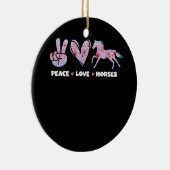 Peace Liebe Pferde Niedliches Pferd Lover Blume Ra Keramik Ornament (Rechts)