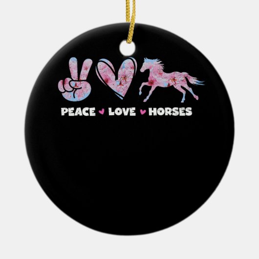 Peace Liebe Pferde Niedliches Pferd Lover Blume Ra Keramik Ornament (Vorne)