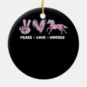 Peace Liebe Pferde Niedliches Pferd Lover Blume Ra Keramik Ornament (Hinten)