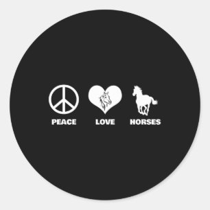 Peace Liebe Pferde Reitsport Reiten Runder Aufkleber