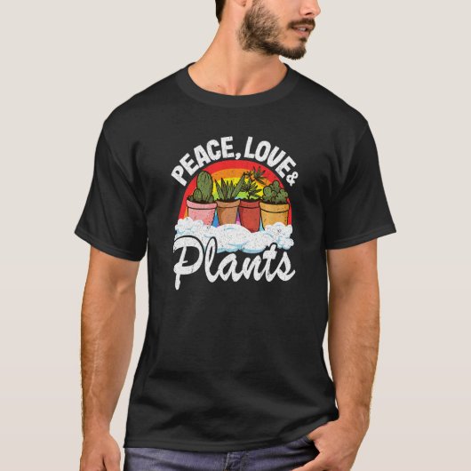 Peace Liebe & Pflanze Retro Rainbow Landscaper Pfl T-Shirt (Vorderseite)