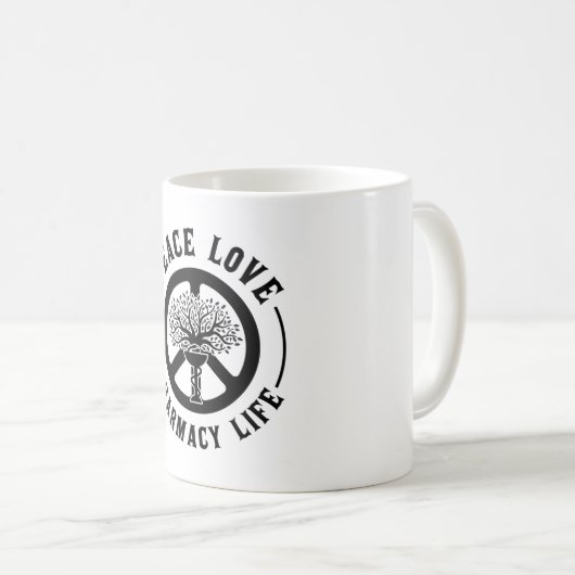 Peace Liebe Pharmacy Technicer Apotheker Kaffeetasse (VorderseiteRechts)