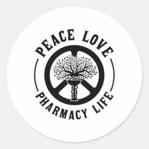 Peace Liebe Pharmacy Technicer Apotheker Runder Aufkleber