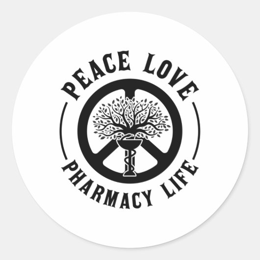 Peace Liebe Pharmacy Technicer Apotheker Runder Aufkleber (Vorderseite)