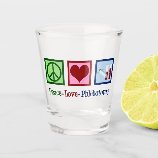 Peace Liebe Phlebotomie Niedlich Phlebotomist Schnapsglas (Vorderseite)