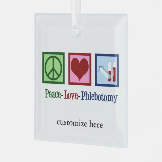 Peace Liebe Phlebotomie Personalisiert Weihnachten Ornament Aus Glas (Vorderseite links)