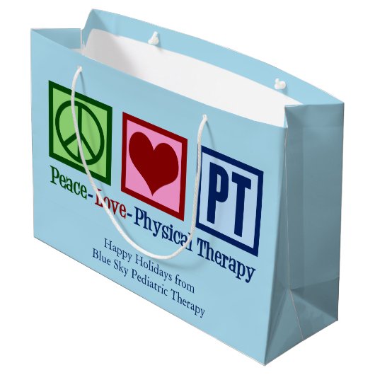 Peace Liebe Physical Therapy Custom PT Große Geschenktüte (Rückseite Schrägansicht)
