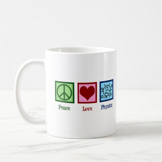 Peace Liebe Physics Kaffeetasse (Links)