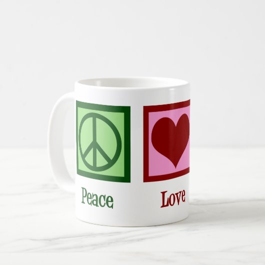 Peace Liebe Physics Kaffeetasse (Vorderseite Links)