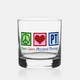 Peace Liebe Physikalische Therapie Niedlich PT Whiskyglas