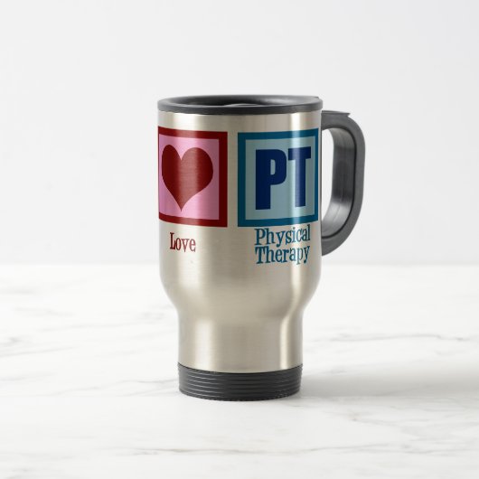 Peace Liebe Physiotherapeut Reisebecher (VorderseiteRechts)