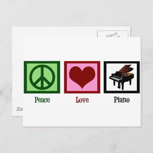 Peace Liebe Piano Postkarte (Vorne/Hinten)
