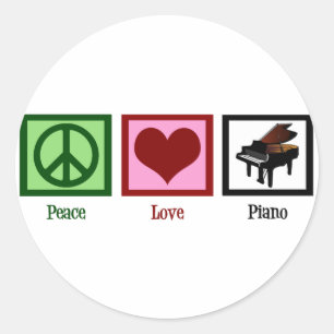 Peace Liebe Piano Runder Aufkleber