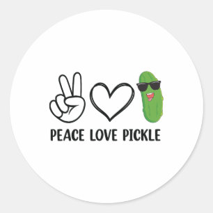 Peace Liebe Pickle Dancing Cucumber Pickle Food Sq Runder Aufkleber