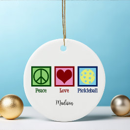 Peace Liebe Pickleball Niedlich Personalisiert Keramik Ornament