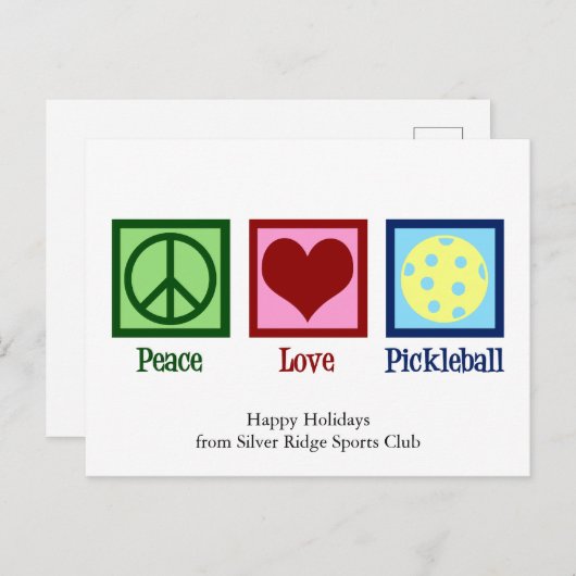 Peace Liebe Pickleball Niedlicher Urlaub Postkarte (Vorne/Hinten)