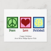 Peace Liebe Pickleball Niedlicher Urlaub Postkarte (Vorderseite)